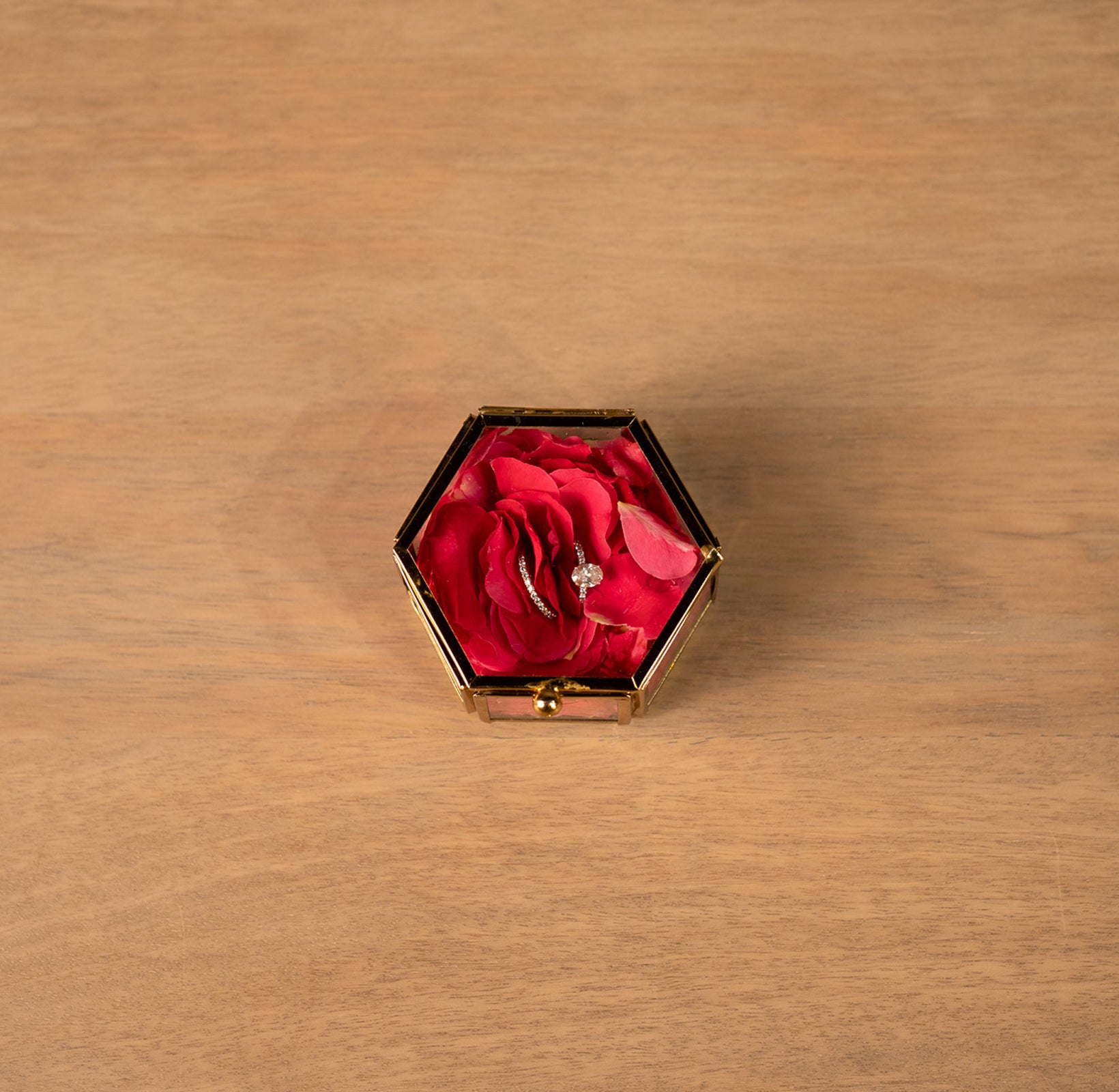 Hexagonal Glass Ring Box