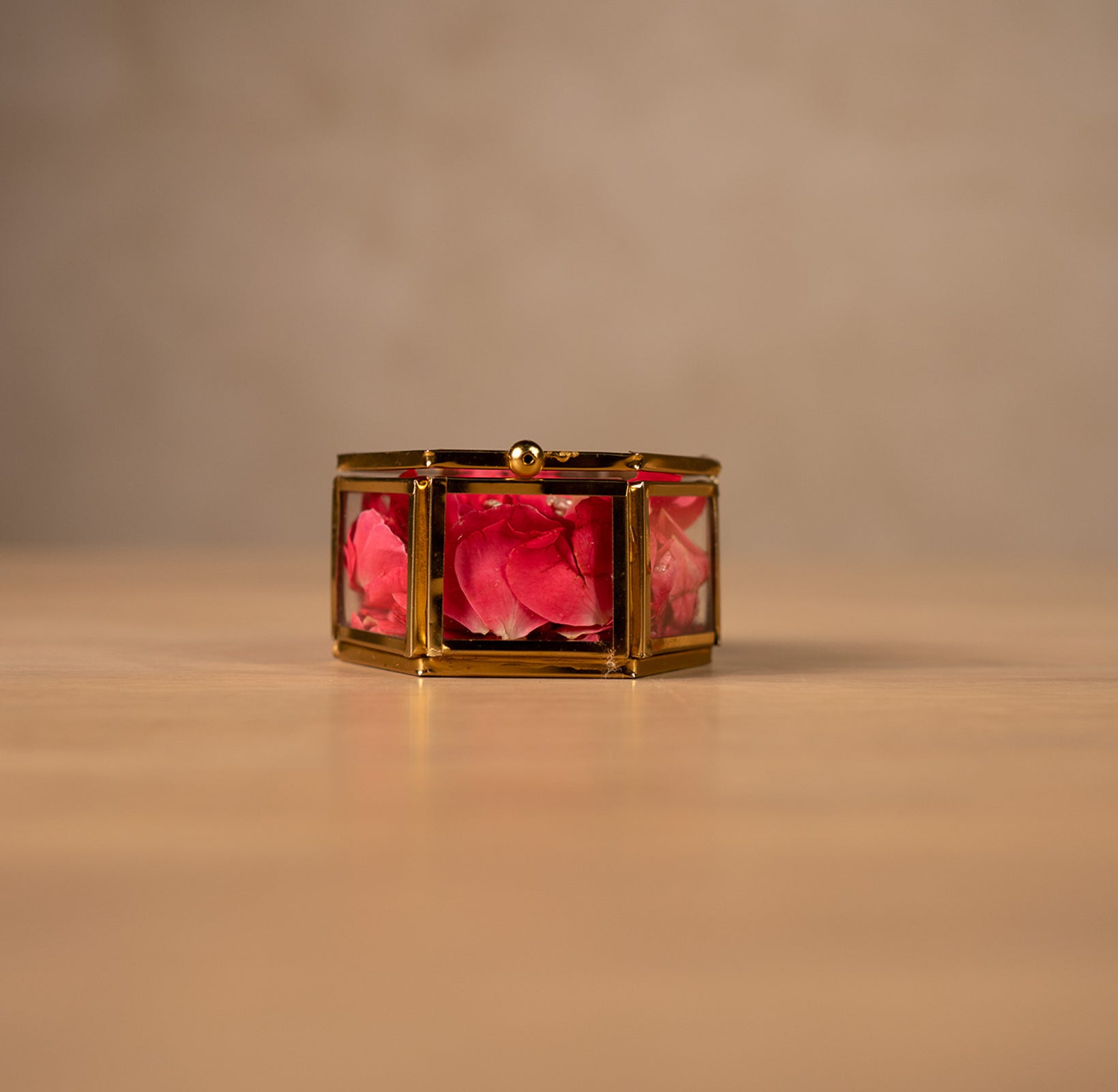 Hexagonal Glass Ring Box