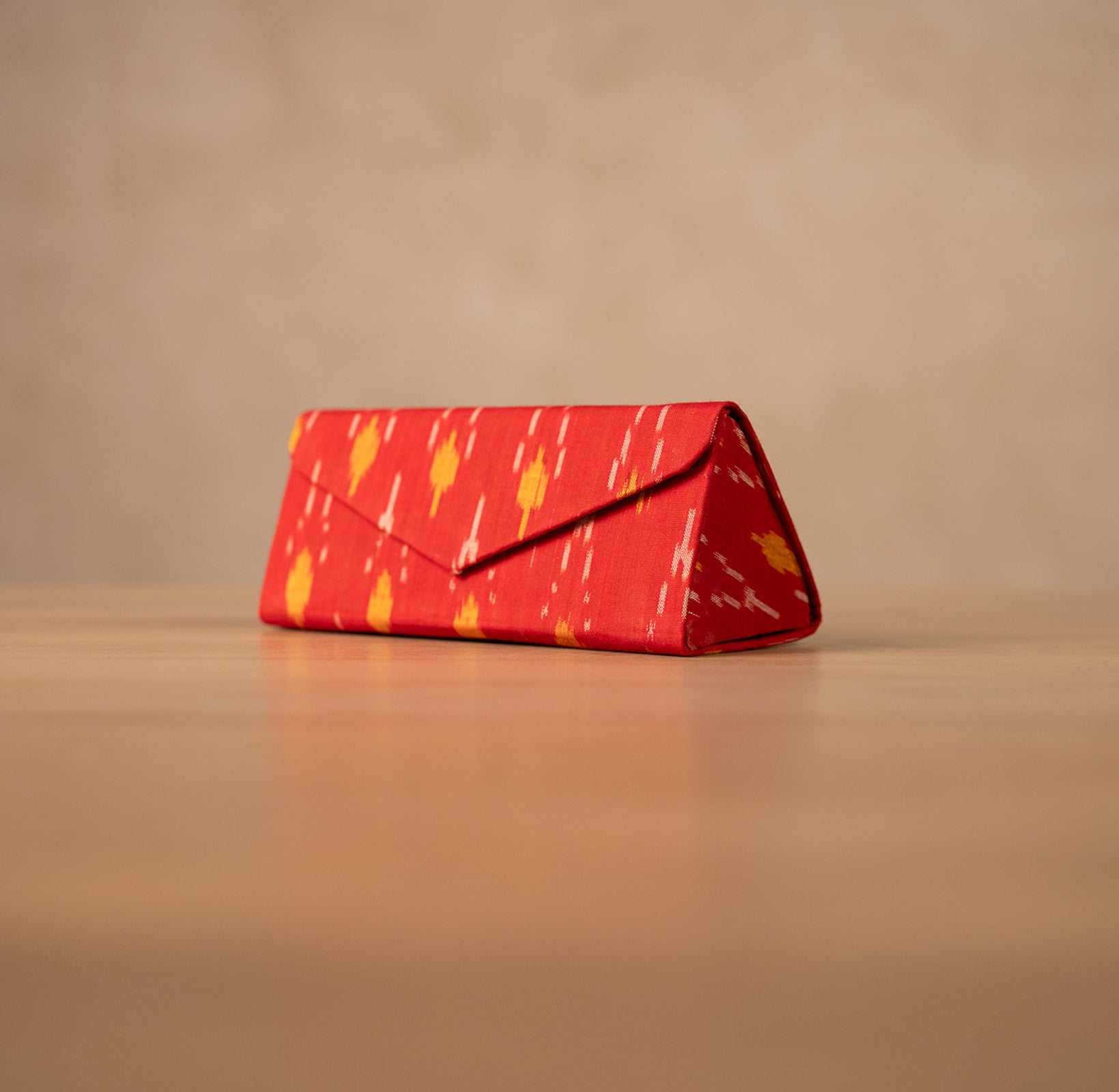 Ikat Foldable Sunglasses Case With Magnetic Closure(RED AND YELLOW)