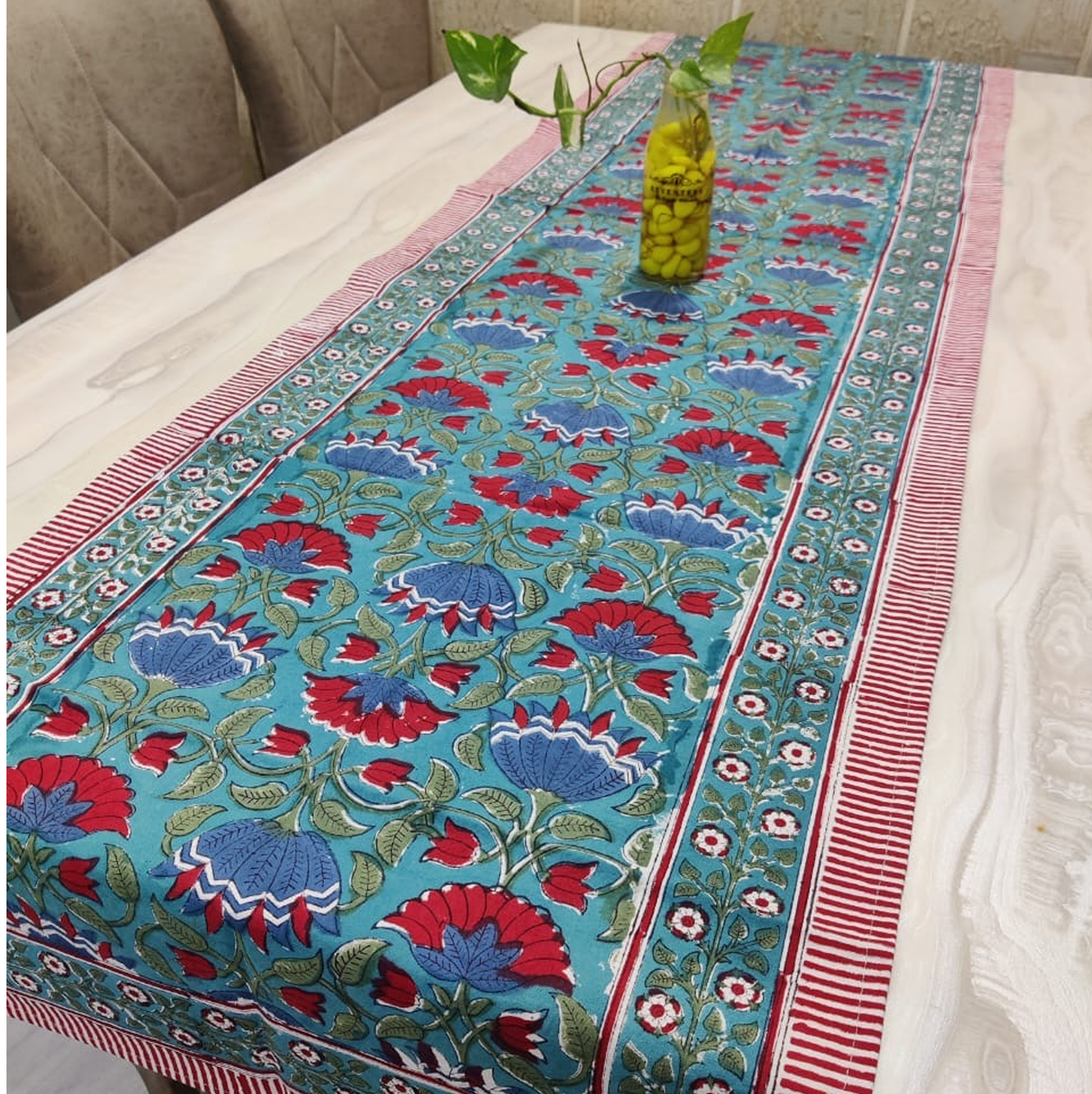 Gul Hand Block Table Runner